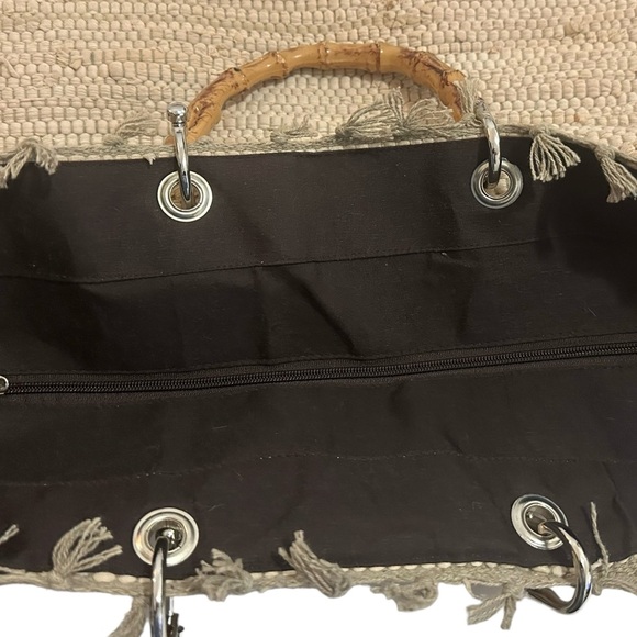 Beach Queen 16”x21” Large Cotton Woven Beach Bag, Lined, Zipper Natural Shells - Picture 6 of 7